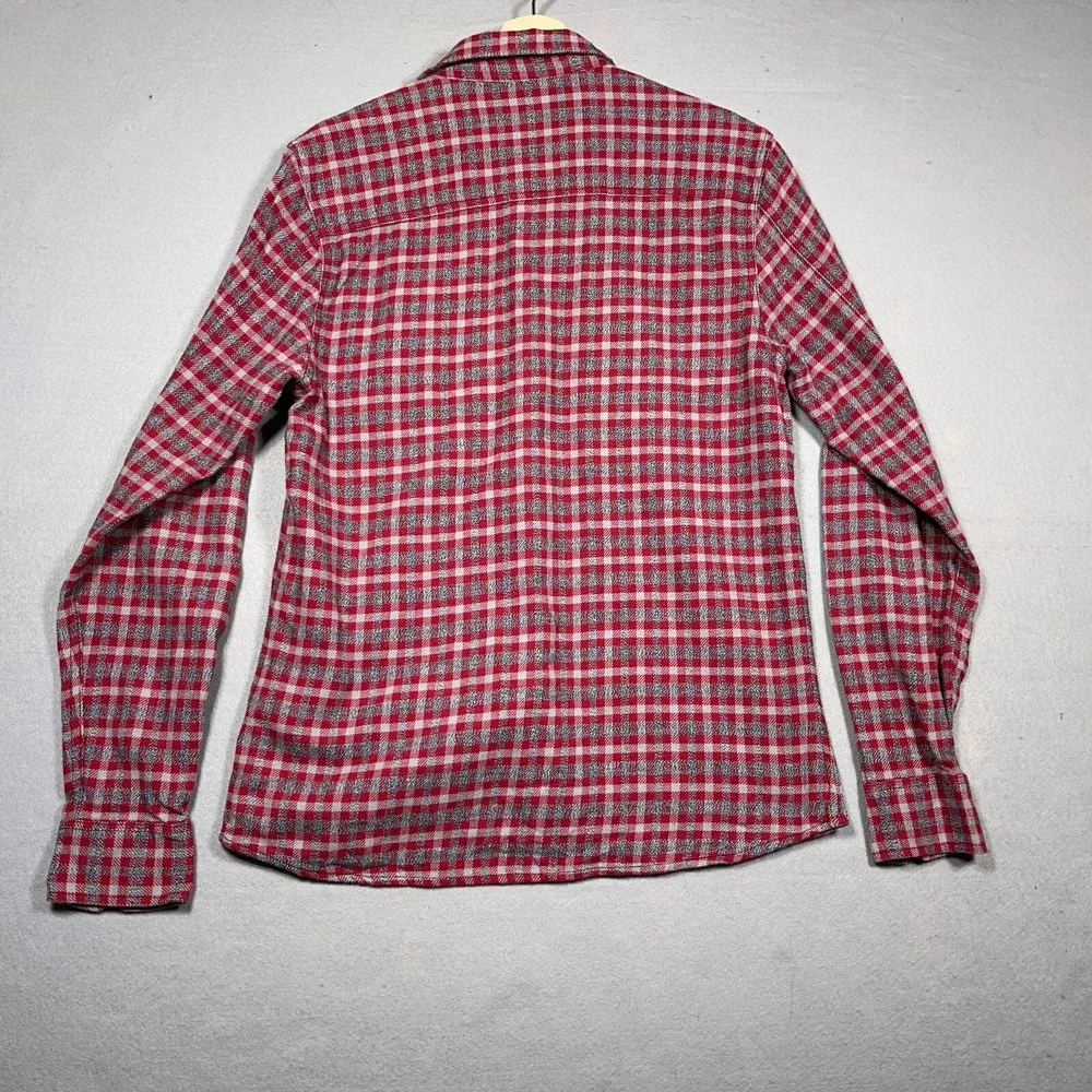 True Religion Flannel Shirt Men Small Regular Fit‎ Red Gray Plaid Plaid Outdoor